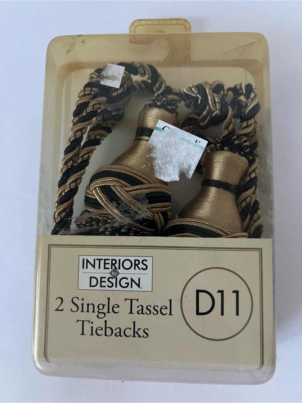 Interiors by Design Gold & Black Single Tassel Tiebacks braided rope - Set of 2